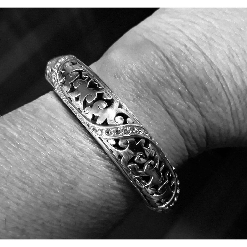 BRIGHTON Bangle Bracelet Filagree W/ Sparkly‎ Crystal Rhinestone, Magnetic Clasp
